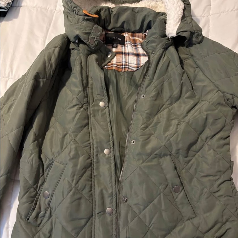 Love Tree Women's Quilted Jacket - Olive Green